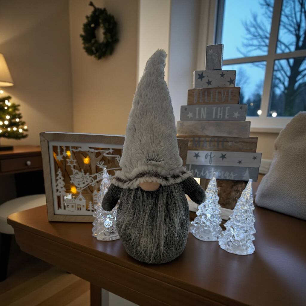 Luxury Grey Faux Fur Nordic Christmas Gonk, 1 of 2
