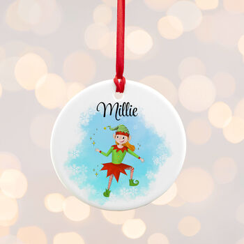 Personalised Playful Elf Christmas Ornament, 7 of 9