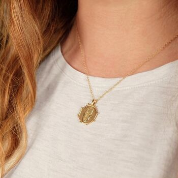 Gold Hamsa Coin Necklace Good Luck, 2 of 4