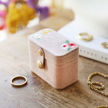 Personalised Embroidered Flowers Petite Velvet Ring Box, 4 of 8