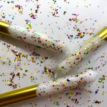 White, Gold And Colourful Glitter Christmas Candles 'Funfetti', 3 of 5