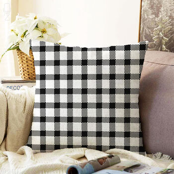 Black And White Gingham Soft Cushion Cover, 2 of 4