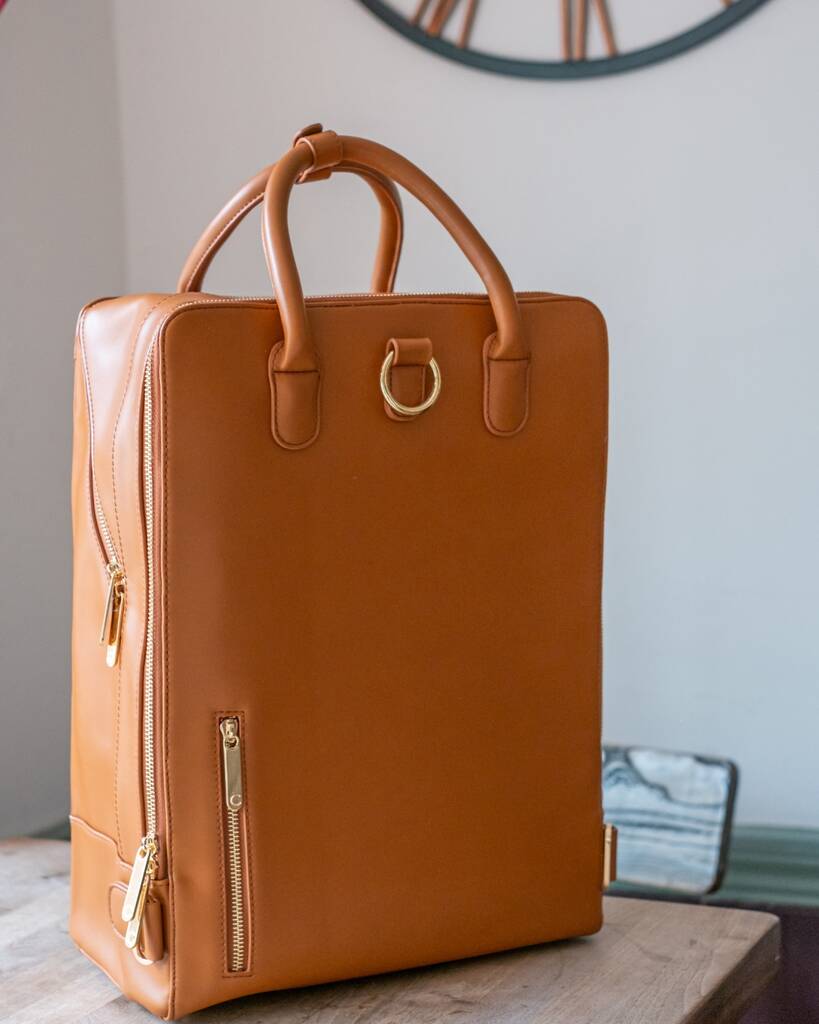 Tan Vegan Leather Laptop Bag By Carter Bags
