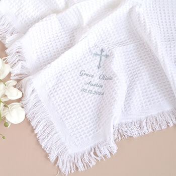 Personalised White Christening Shawl, 5 of 9