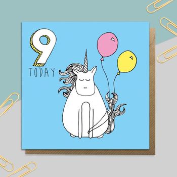 Unicorn Age Card: Ages One To 10, 9 of 10