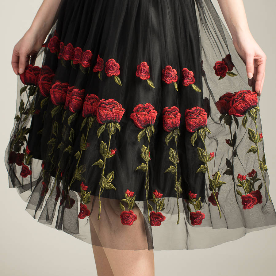 Handmade Rosie Skirt With Tulle Embroidered Roses By Cherilyn Leeson