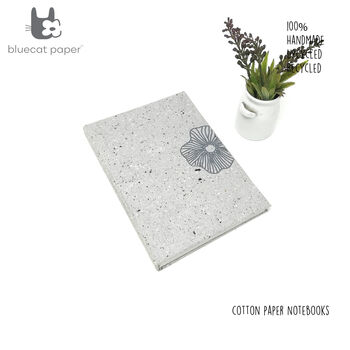 Upcyled Handmade Notebook A5 Grey Poppy Flower, 2 of 4