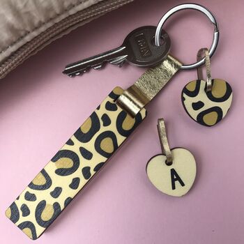 Personalised Leopard Print Glitter Stick Keyring, 3 of 4