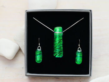 Emerald Green Dichroic Glass Necklace, 2 of 4