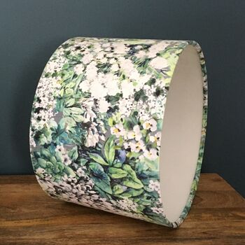 Betty Green White Floral Velvet Drum Lampshades, 5 of 9