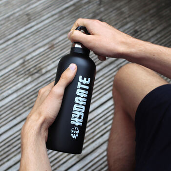 Personalised #Hydrate Reusable Black Water Bottle, 5 of 6