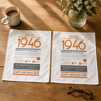 Personalised 80th Birthday Gift 1946 Handkerchief Pair, 2 of 12