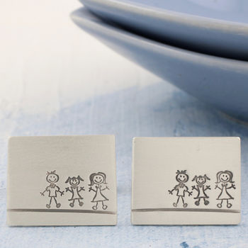 Personalised Cufflinks. Family Portrait Gift For Dad, 10 of 12