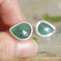 Natural Teardrop Emerald Cufflinks In Solid Sterling Silver, thumbnail 3 of 3