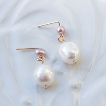 Purple And White Freshwater Pearl Earrings, 2 of 8