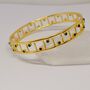 Green Onyx Gold Bangle Bracelet: Sterling Silver, thumbnail 1 of 4