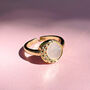 Mother Of Pearl And Crescent Moon Adjustable Ring, thumbnail 2 of 5