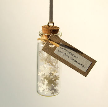 Tiny Bottle Of Snow Personalised Hanging Decoration, 8 of 12