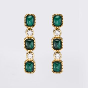 Malachite 18k Gold Plated Drop Earrings, 2 of 3