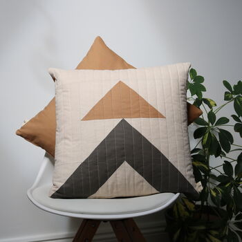 Triangle Pattern Hopton Clay Quilted Cushion, 2 of 4
