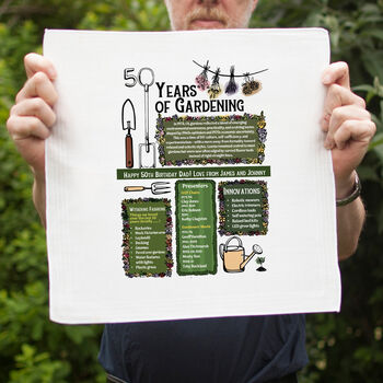 Personalised 50th Birthday Gift For Gardeners Handkerchief Pair, 3 of 6