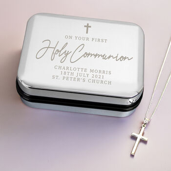 Personalised First Holy Communion Sterling Silver Necklace, 2 of 3