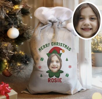 Personalised Photo Upload Elf Christmas Sack, 4 of 4
