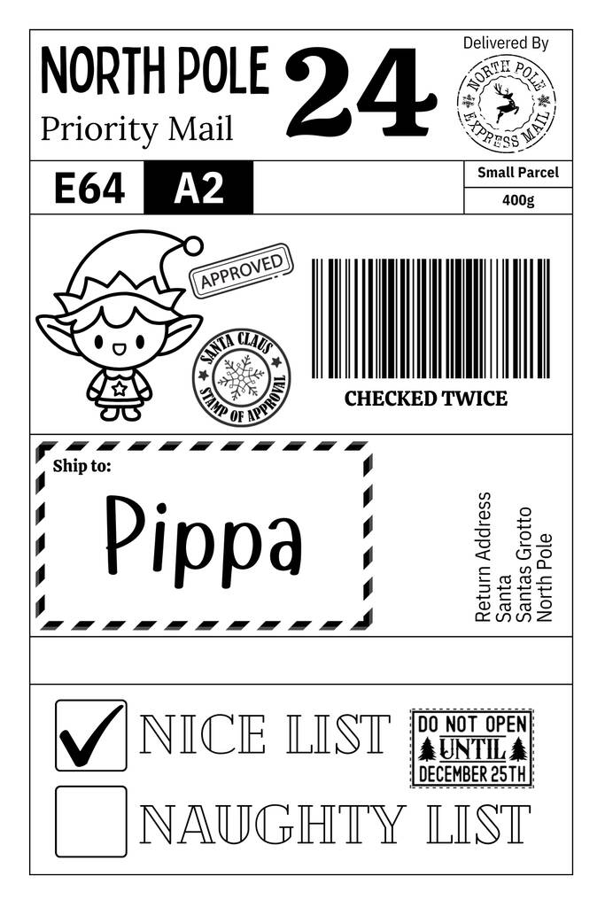 Personalised North Pole Delivery Label | Pack Of 10, 1 of 2