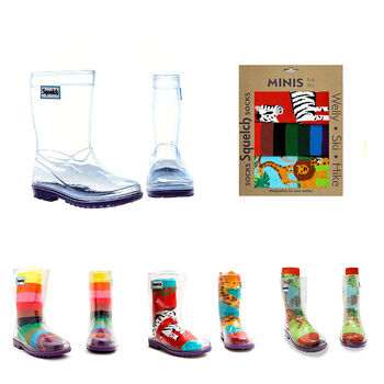 Squelch Transparent Wellies And Three Sock Set Safari, 2 of 7