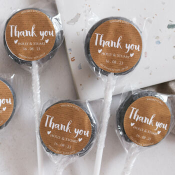 Kraft Style Thank You Gift Wedding Favour Lollipops, 2 of 5