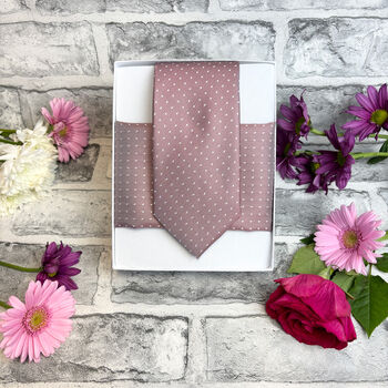 Desert Rose Pin Dots Wedding Tie Set, 4 of 6
