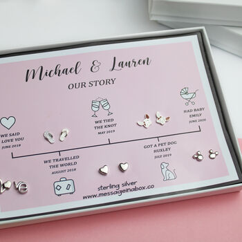 Personalised Our Story Stud Earrings With Dates, 2 of 9