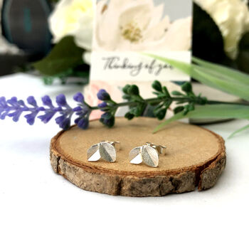 Thank You Bridesmaid Sterling Silver Mini Leaf Earrings, 2 of 12