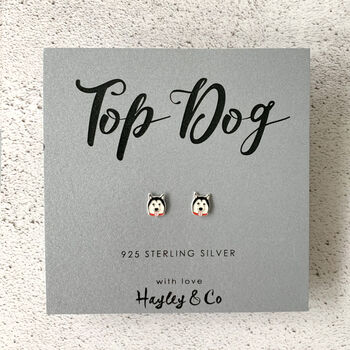 Husky Dog Sterling Silver Earrings, 4 of 7