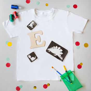 Personalised Children's Dinosaur T Shirt Painting Kit, 4 of 8