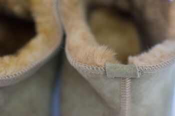 Sheepskin Slippers Olive 100% Hand Crafted Soft Sole, 6 of 8