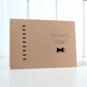 Personalised 'Be My Usher' Bow Tie Wedding Day Card, 4 of 6