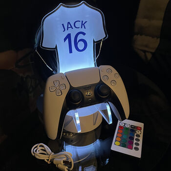 Printed Football Shirt Controller And Headset Stand, 3 of 4