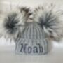 Grey Embroidered Knitted Baby Hat, thumbnail 1 of 7
