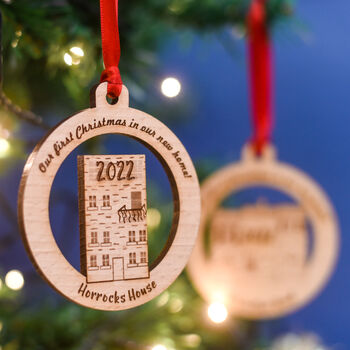 Personalised New Home Solid Wood Christmas Decoration, 7 of 12