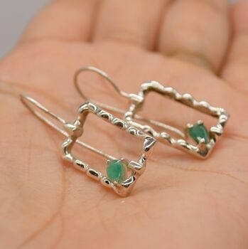 Emerald Earrings, Sterling Silver Earrings, 3 of 8