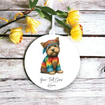 Personalised Norfolk Terrier Hippie Dog Decoration B, 2 of 2