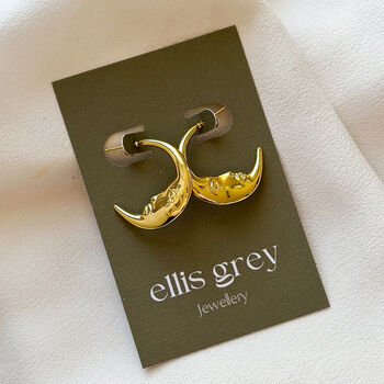 Luna 18 K Gold Plated Half Moon Hoops, 2 of 3