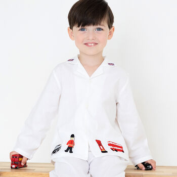 Boy's Personalised London Cotton Pyjamas, 2 of 8