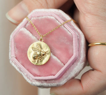 Gold Flying Bee Coin Necklace, 2 of 7