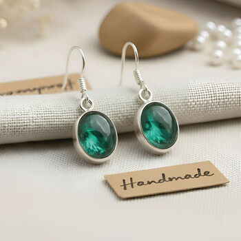 Handmade Green Apatite Sterling Silver Drop Earrings, 3 of 3