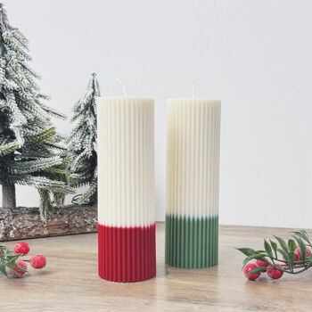 Two Tone Ombre Christmas Pillar Candle Christmas Decor, 6 of 10