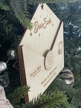 Personalised Wooden Letter To Santa, Tree Decoration, 2 of 4