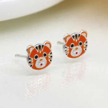 Sterling Silver Tiger Stud Earrings, 3 of 5