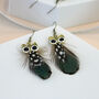 Hand Painted Owl Feather Earrings, thumbnail 3 of 6